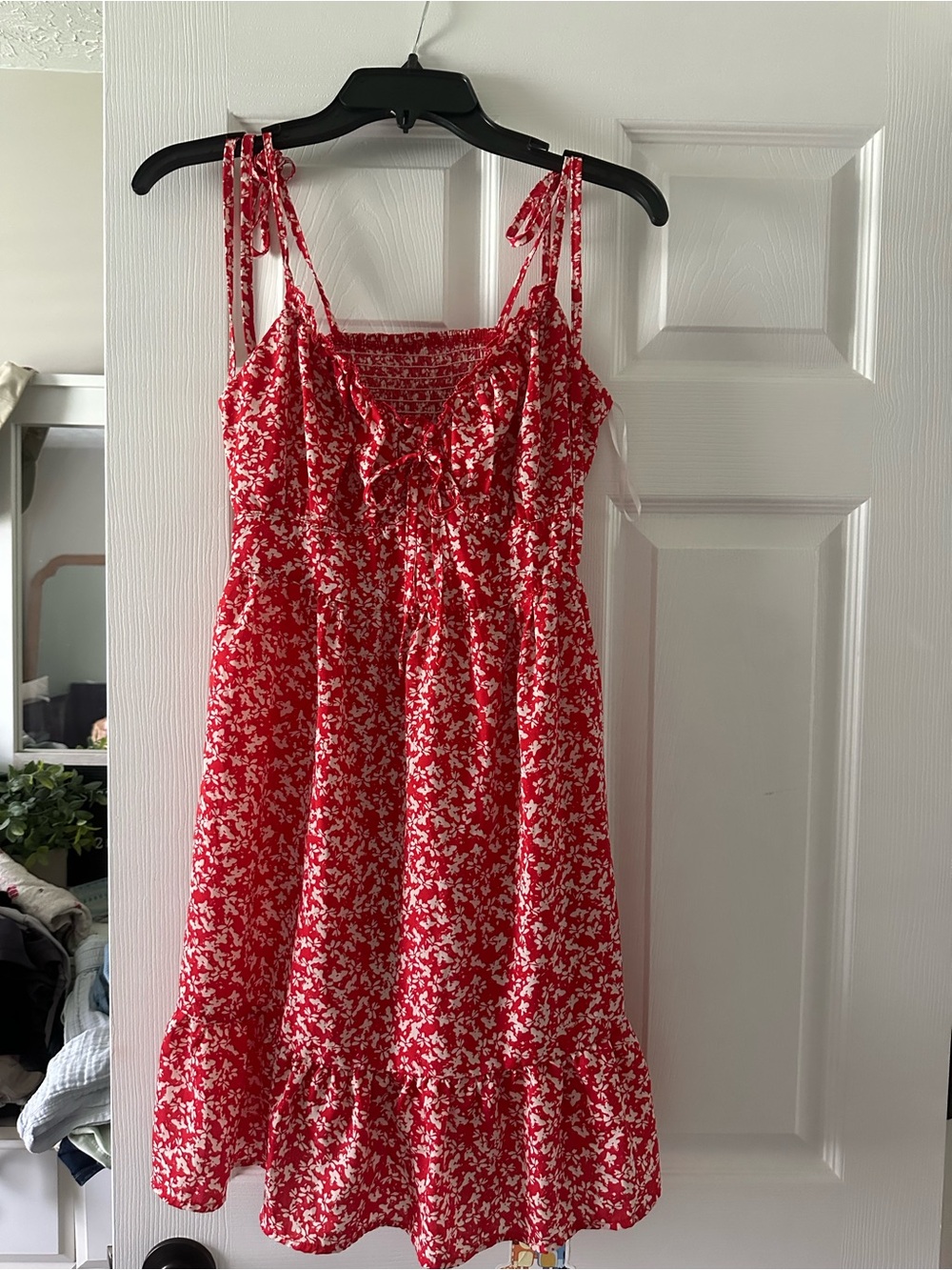 Maternity Red Floral Tie-Shoulder Sundress